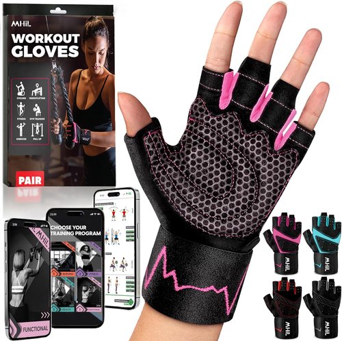 MhIL Workout Gloves for Women - Breathable Weight Lifting Gloves with Palm Protection & Wrist Support | Enhanced Grip