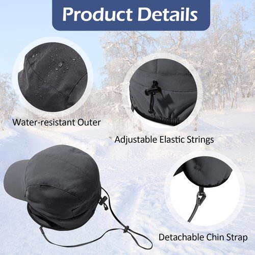 Waterproof Winter Hats for Men with Ear Flaps Lightweight Fleece Lined Trapper Hat Warm Baseball Cap for Ski, Hunting and Ice Fishing Army Green