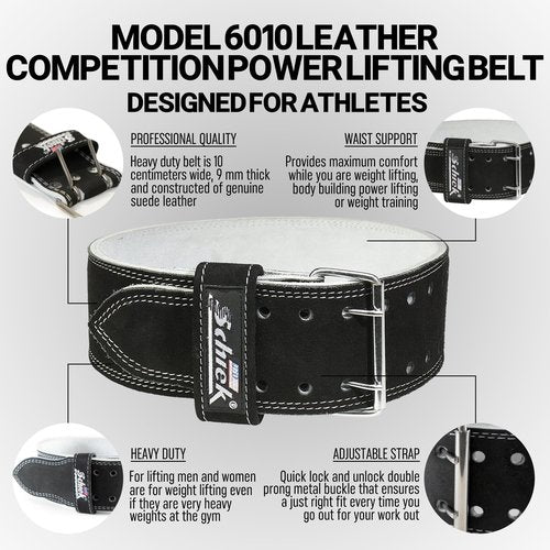 Schiek Sports Leather 6010 Competition Power Lifting Belt - Large