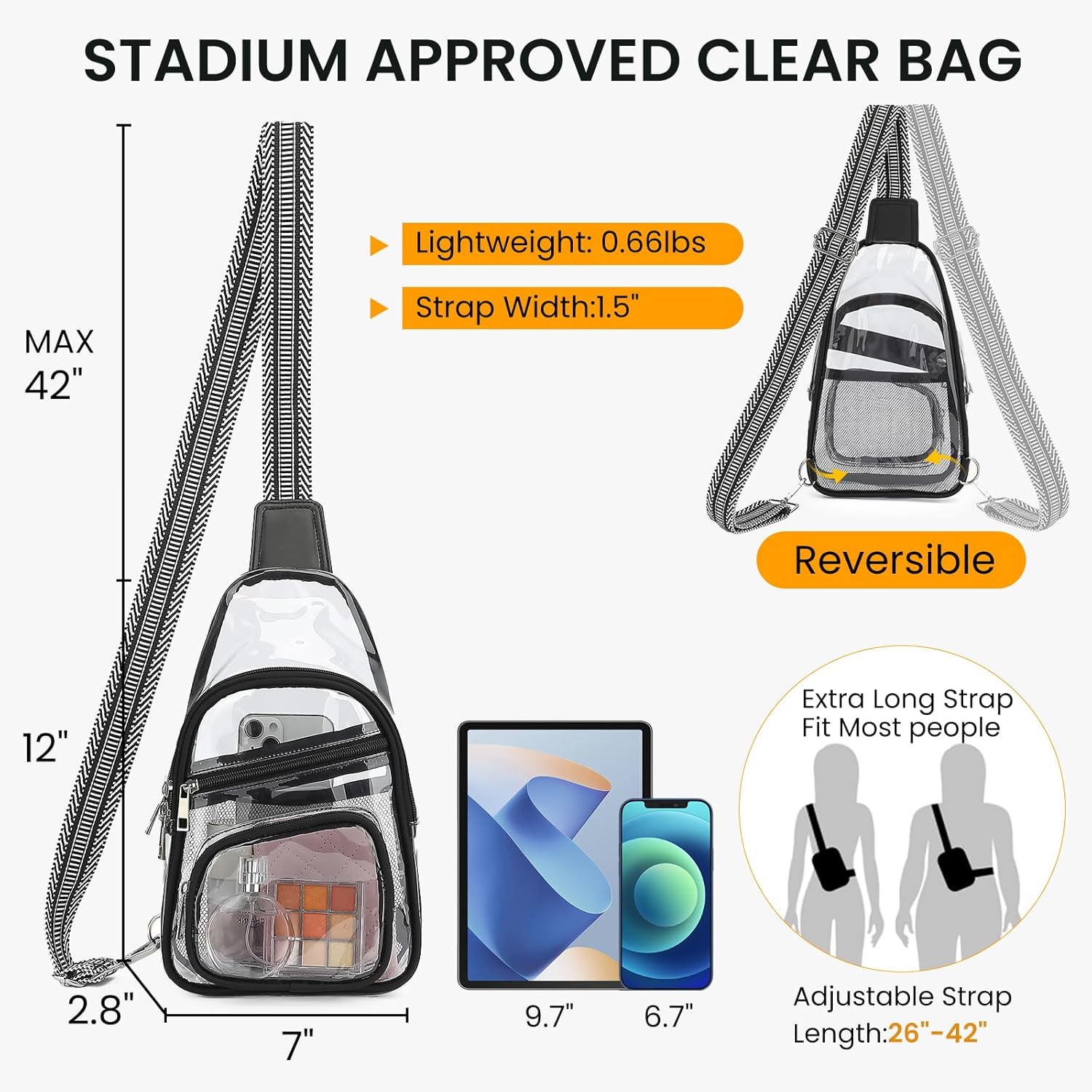 Sisipoet Clear Stadium Bag - Versatile Crossbody Concert Fanny Pack for Men & Women | Transparent Design