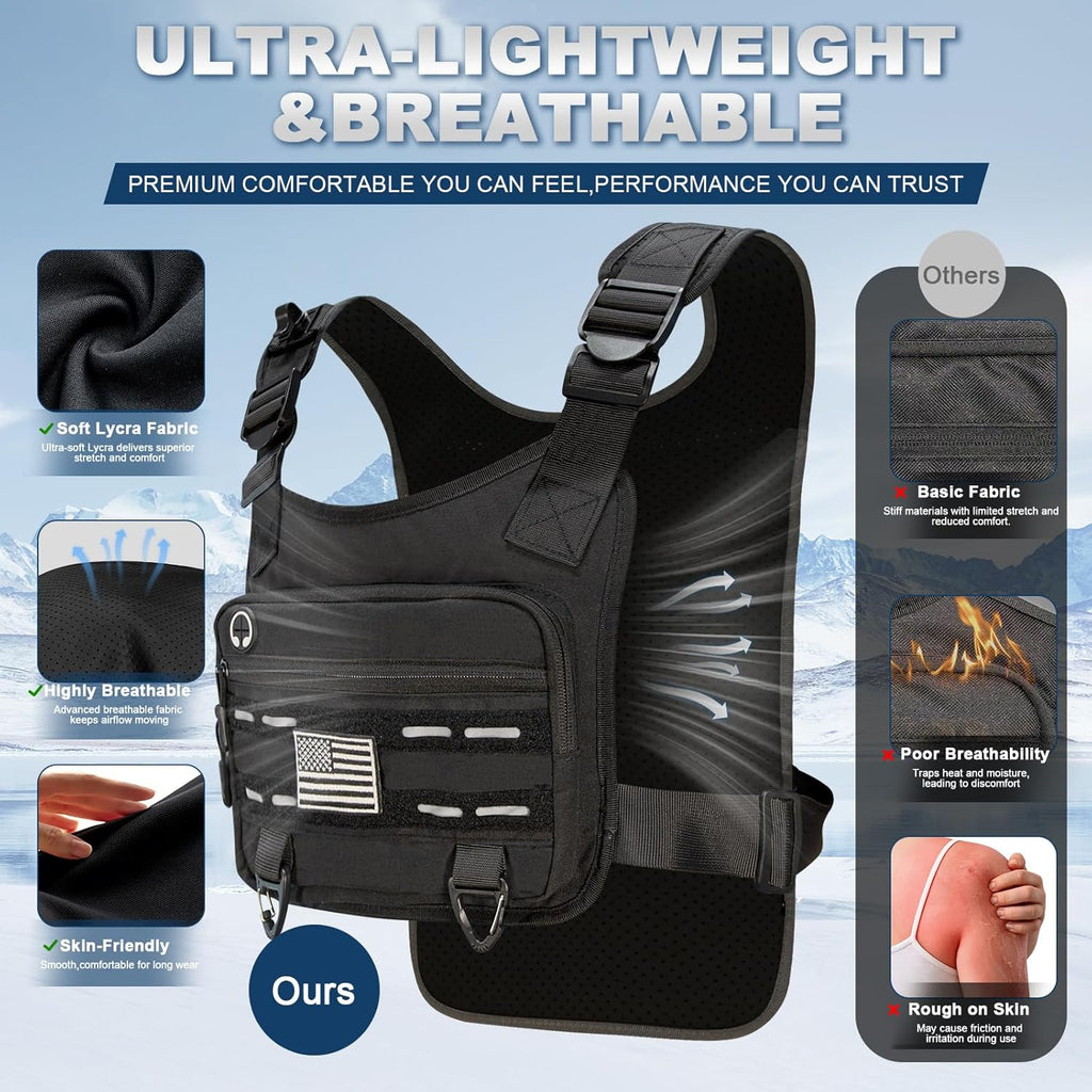 PORTHOLIC Running Vest - Adjustable Hydration Pack with 500ml/1.5L Water Bottle | Reflective & Lightweight for Hiking
