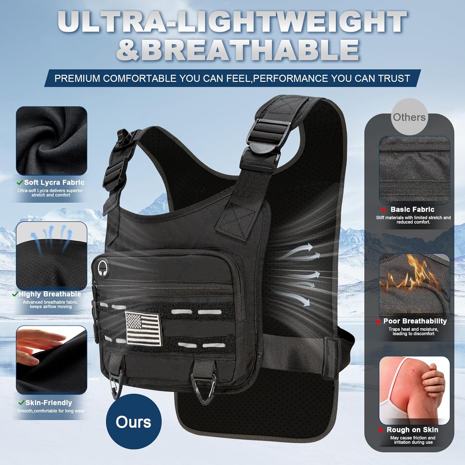 PORTHOLIC Running Vest - Adjustable Hydration Pack with 500ml/1.5L Water Bottle | Reflective & Lightweight for Hiking