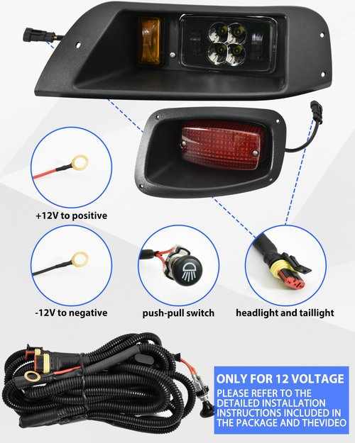 SAUTVS LED Headlight and Taillights Kit for E-Z-GO TXT 1995-2013 Golf Cart Accessories, 12V Front Head Light Tail Light Compatible with EZGO TXT 1995-2013 Golf Cart Standard Factory Body