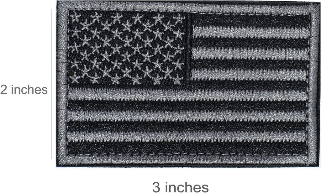 Prohouse Tactical USA Flag Patch Set - Black & Gray Military Emblems (2 Pieces)