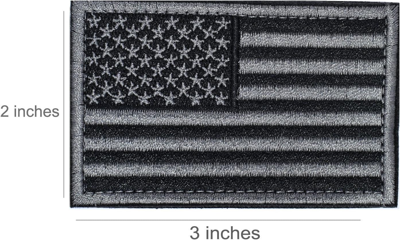 Prohouse Tactical USA Flag Patch Set - Black & Gray Military Emblems (2 Pieces)