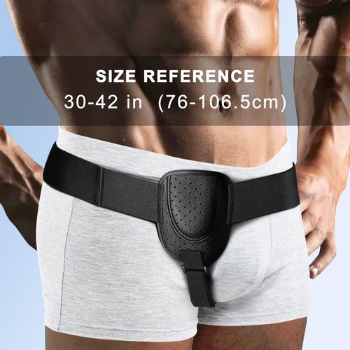 Poedist Hernia Support Belt for Men or Women for Unilateral Inguinal Hernia or Other Hernias with Removable Pads, Adjustable Waist Belt for Abdominal Compression, Lumbar Support (Large 30-42 Inch)
