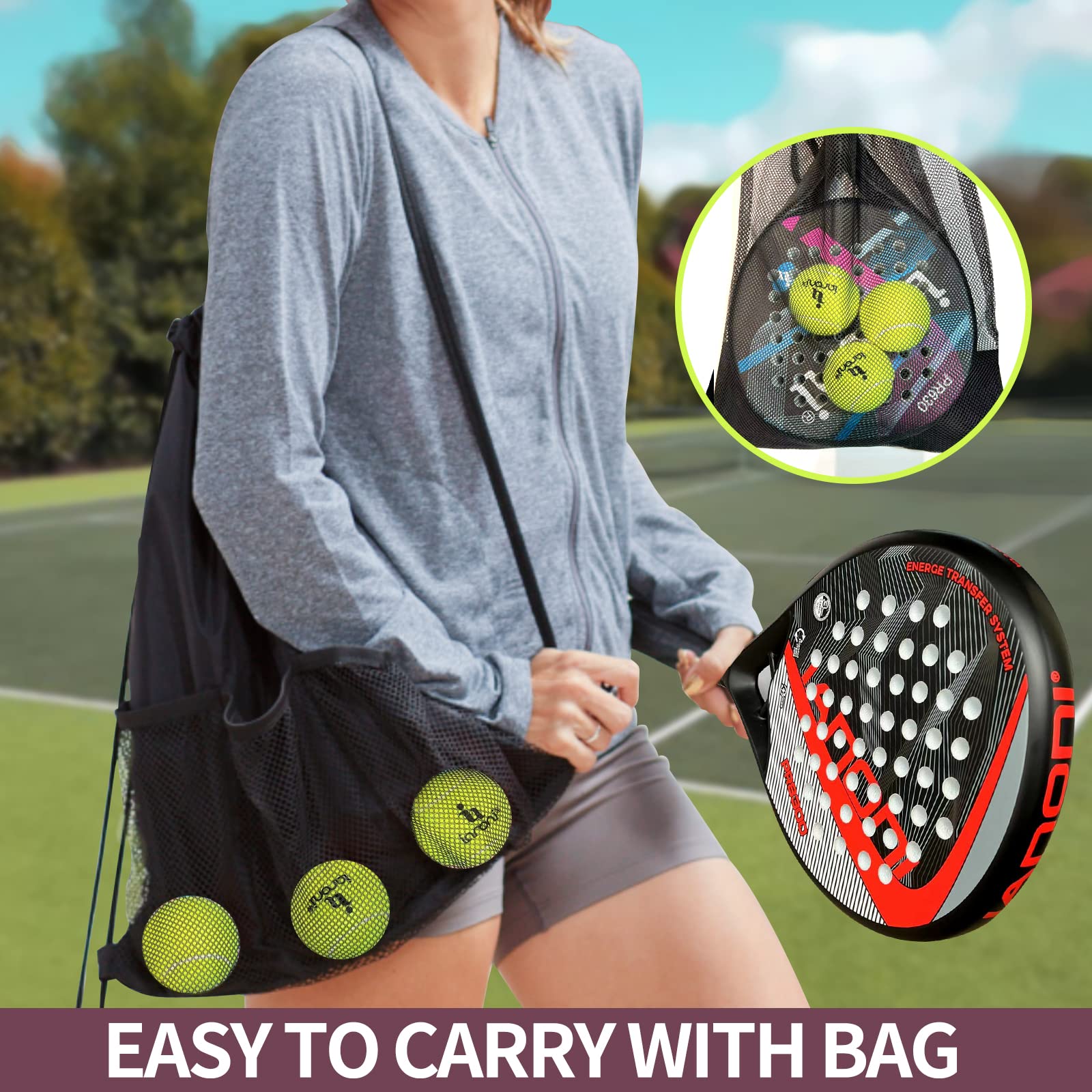 Padel Racket Carbon Fiber Surface with EVA Memory Flex Foam Core Padel Tennis Racquets Lightweight (8300-red)