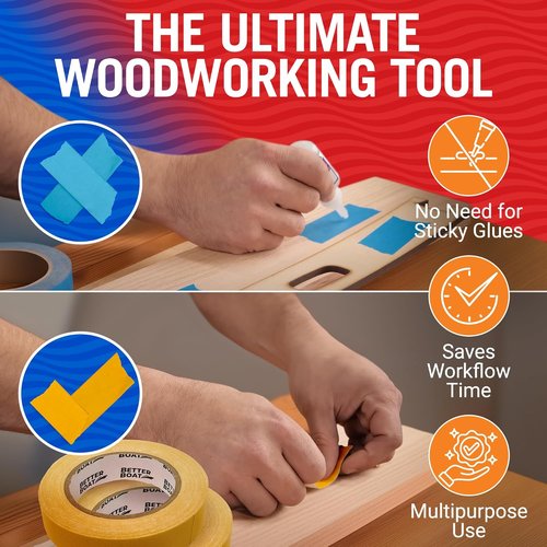 Better Boat Double-Sided Woodworking Tape - Heavy-Duty, No Residue, 1 in x 180 Ft | Marine Grade CNC Template