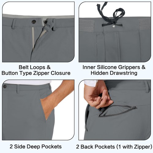 JWM Men's Stretch Golf Joggers - Slim Fit Tapered Pants with Belt Loops | Casual Business Travel Wear