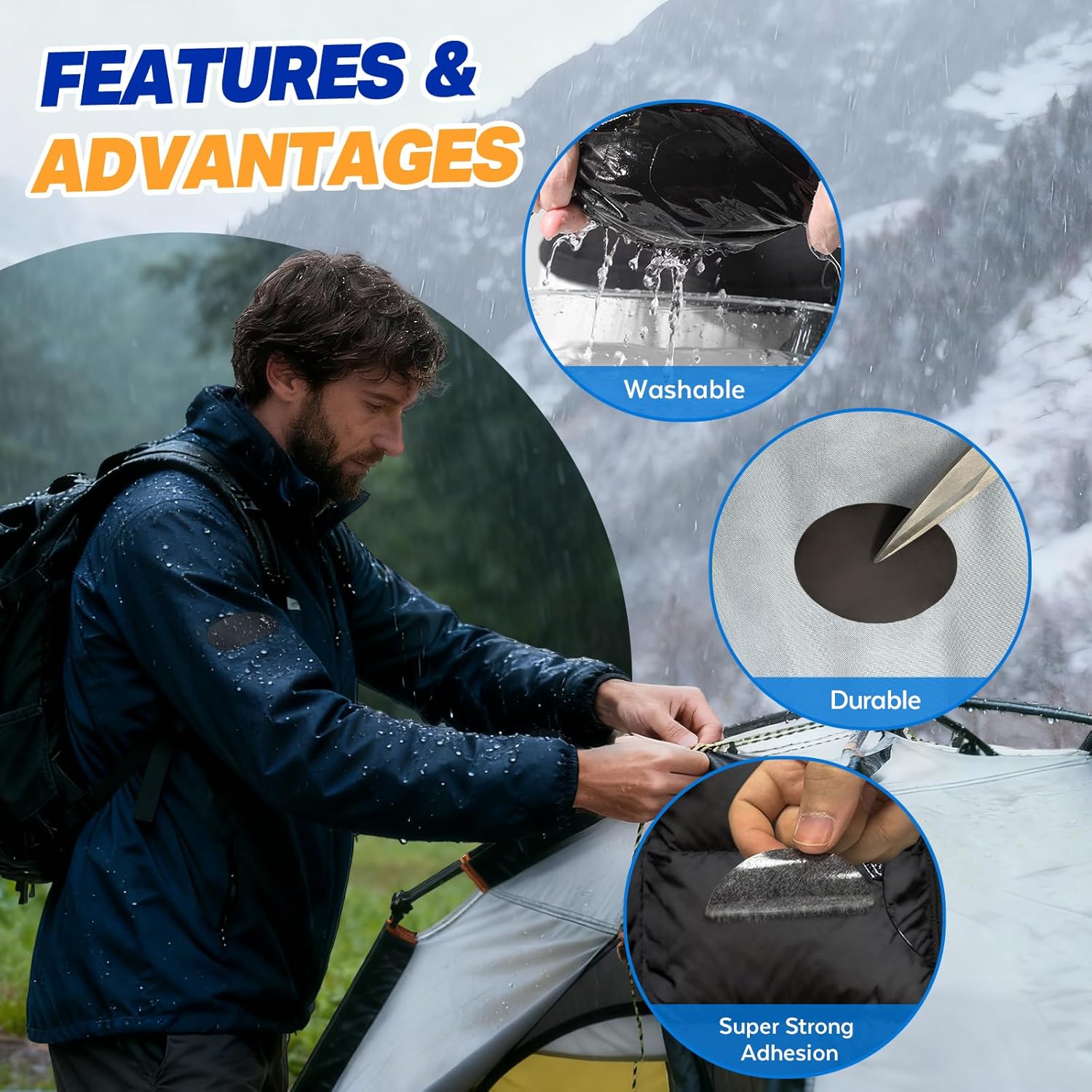 Skiennix 35Pcs Down Jacket Repair Patch Kit - Waterproof Self-Adhesive Nylon Patches for Outdoor Gear | Ivory