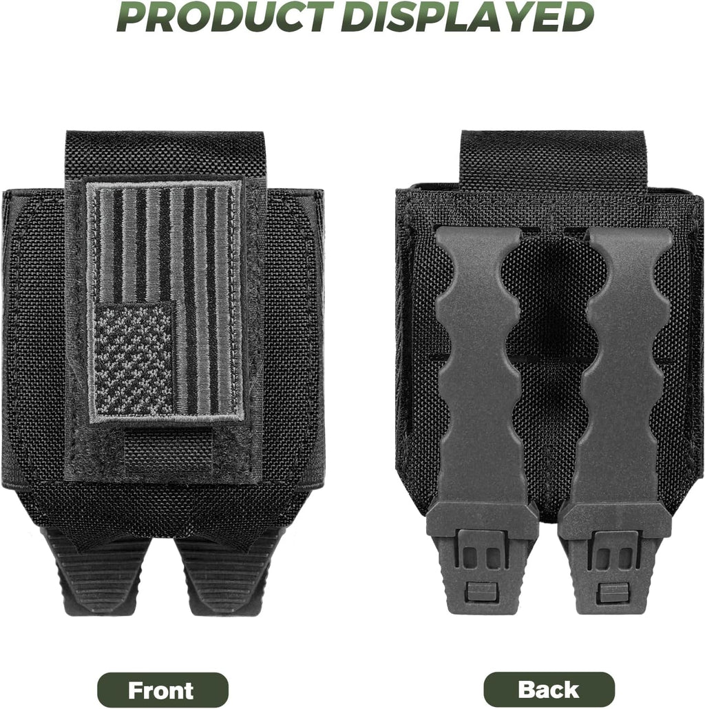Skiennix Handcuff Pouch - Tactical Holster with USA Flag Patch for Duty Belt & Vest | Fits ASP, Hinged, Chain, Folding Rigid Handcuffs