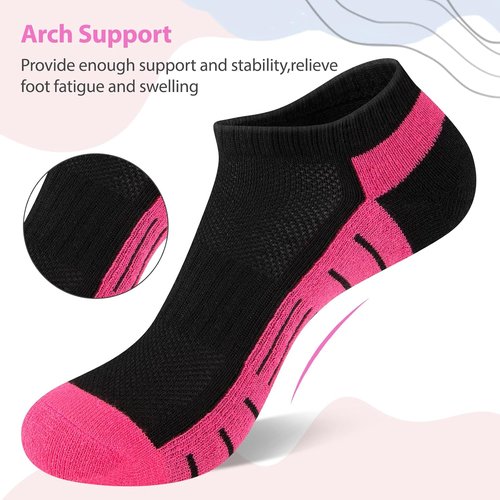 Heatuff Women's Athletic Ankle Socks - Cushioned Low Cut Running Socks | 7 Pairs