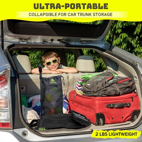 G-SQAURED Lightweight Tennis Ball Hopper – Holds 50+ Tennis Balls or 40+ Pickleballs | Durable Steel Frame | Portable Adjustable Ball Picker for Hard Court, Clay, Grass (Black)