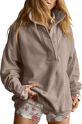 Gacaky Oversized Women's Sweatshirt - Casual Long Sleeve Button Henley Neck Pullover Top
