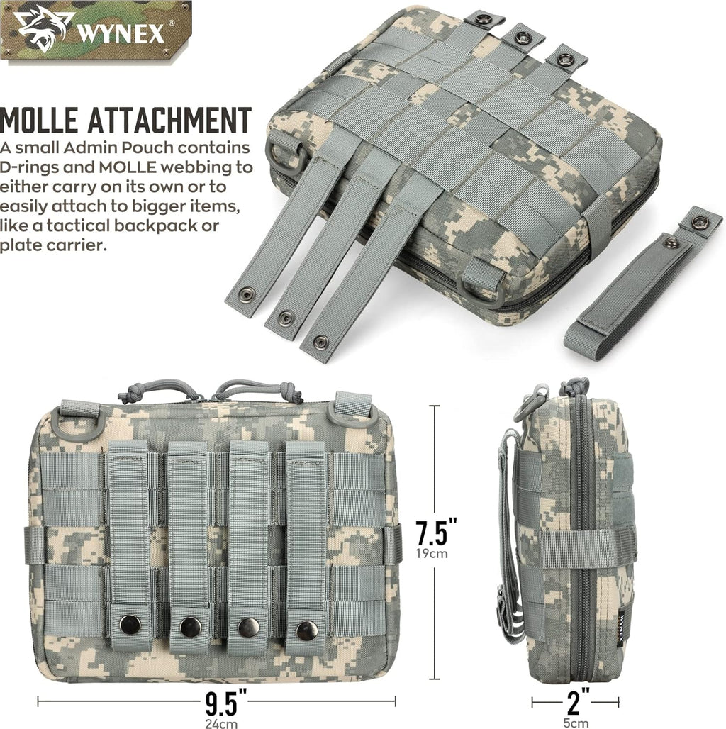 WYNEX Tactical Admin Molle Pouch - Durable 1000D Nylon Medical EDC Utility Bag for Hiking & EMT Use