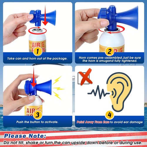 Large Air Horns 3.5oz - 122dB Loud Marine Safety Horns | Ideal for Boating, Camping & Hiking