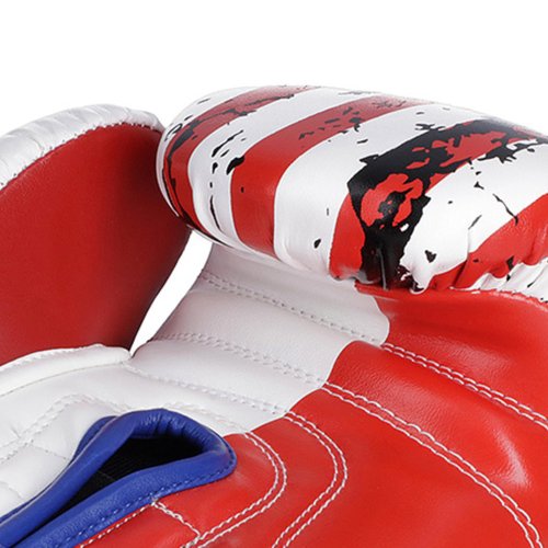 Genuine Leather Boxing Gloves – Special Edition USA Flag Design – Lace Up Training & Sparring Gloves – Muay Thai, Kickboxing & MMA – 14, 16 oz – Huracan Premium (US Flag, 14 oz)