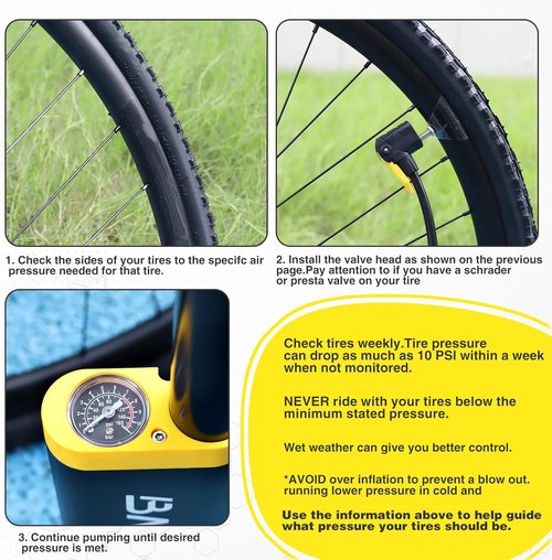 High-Pressure Portable Tire Pump by [Brand Name] - Up to 120 PSI, Ergonomic Design, Fits Presta & Schrader Valves