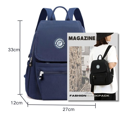 Women's Casual Backpack, Lightweight Nylon Daypack, Travel Mini Shoulder Bag (Navy Blue)
