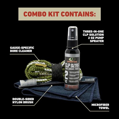 Mossy Oak CLP Shotgun Combo Kit - All-Inclusive Shotgun Maintenance Kit - Gun Cleaning Kit - with Bore Brush, CLP Pump Sprayer, Nylon Brush & Microfiber Towel