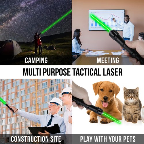 HITEKK High Power Green Laser Pointer | Tactical Long Range Green Laser Pointer | Single Press On/Off Tactical Lazer Pointer | Rechargeable Lazer Pointer and Carrying Case