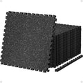 AIRHOP Exercise Equipment Mats - 0.79in Thick, 48 Sq Ft Interlocking Rubber Tiles | Black & White Gym Flooring