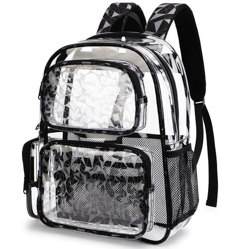 TINYAT Heavy Duty Clear Backpack for Stadium Events Transparent Backpack for Women See Through Bookbag Cute Clear Plastic Bag