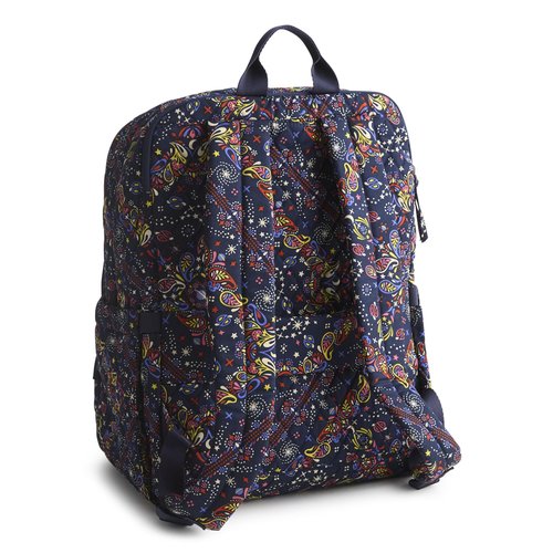 Vera Bradley Women's Premium Cotton Large Bancroft Backpack, Starry Paisley, One Size
