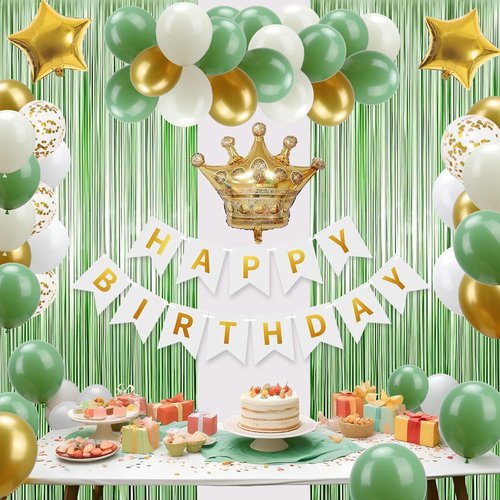Boho Birthday Decorations | Sage Green Balloon Garland Kit with Electric Pump for Women