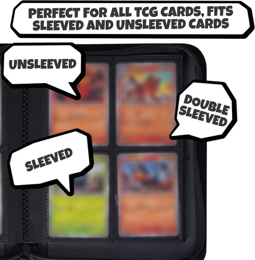 3D Card Binder for Pokémon - Stunning PU Leather Design with Zipper | Holds 160 Cards with 4 Pocket Pages