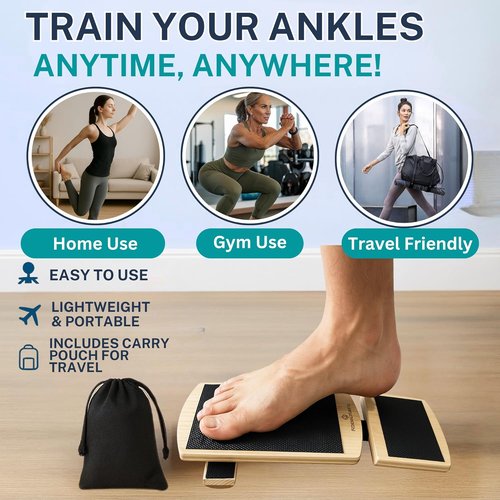 Ankle Balance Board - Premium 5-in-1 Slanted Birchwood Foot Trainer for Ankle Strength & Stability