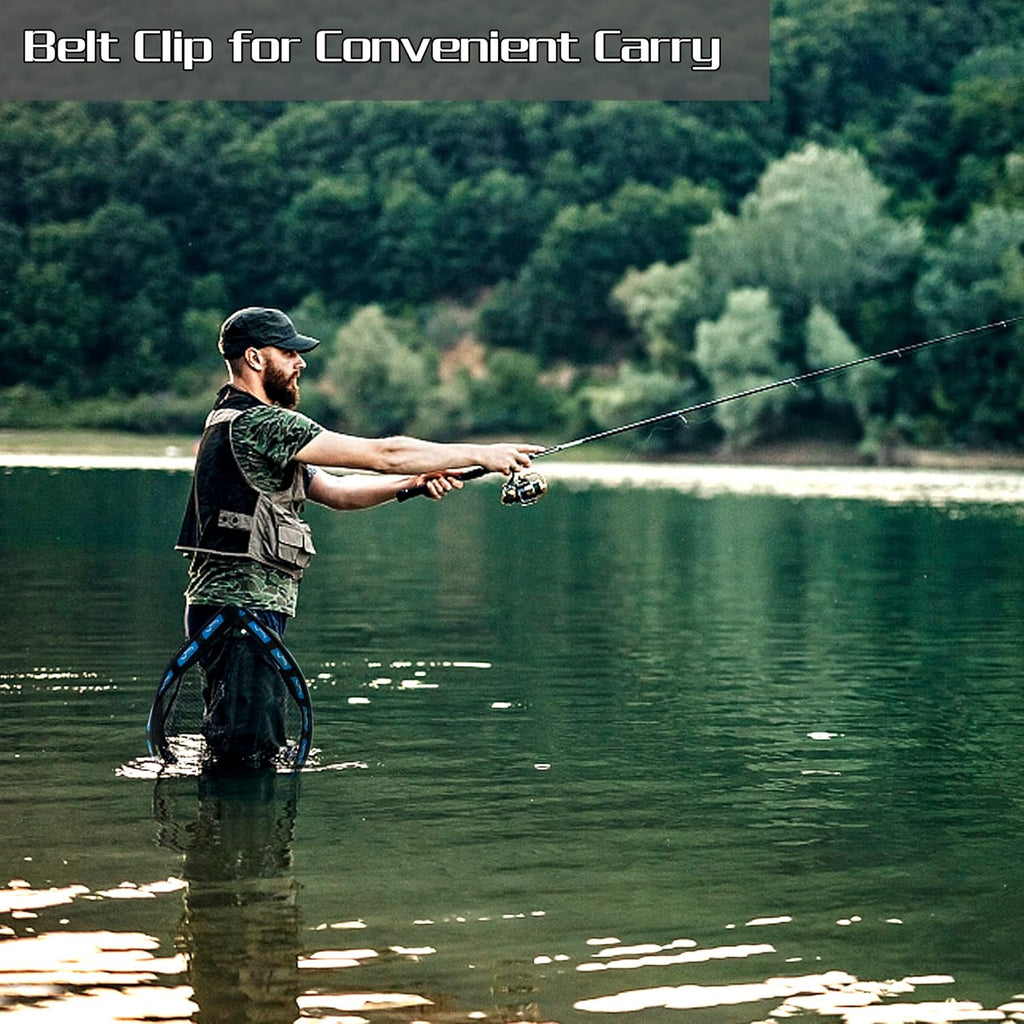 PLUSINNO Fishing Net - Foldable Telescopic Handle with Nylon Mesh for Bass & Trout Fishing | Ideal for Pond, Lake, River