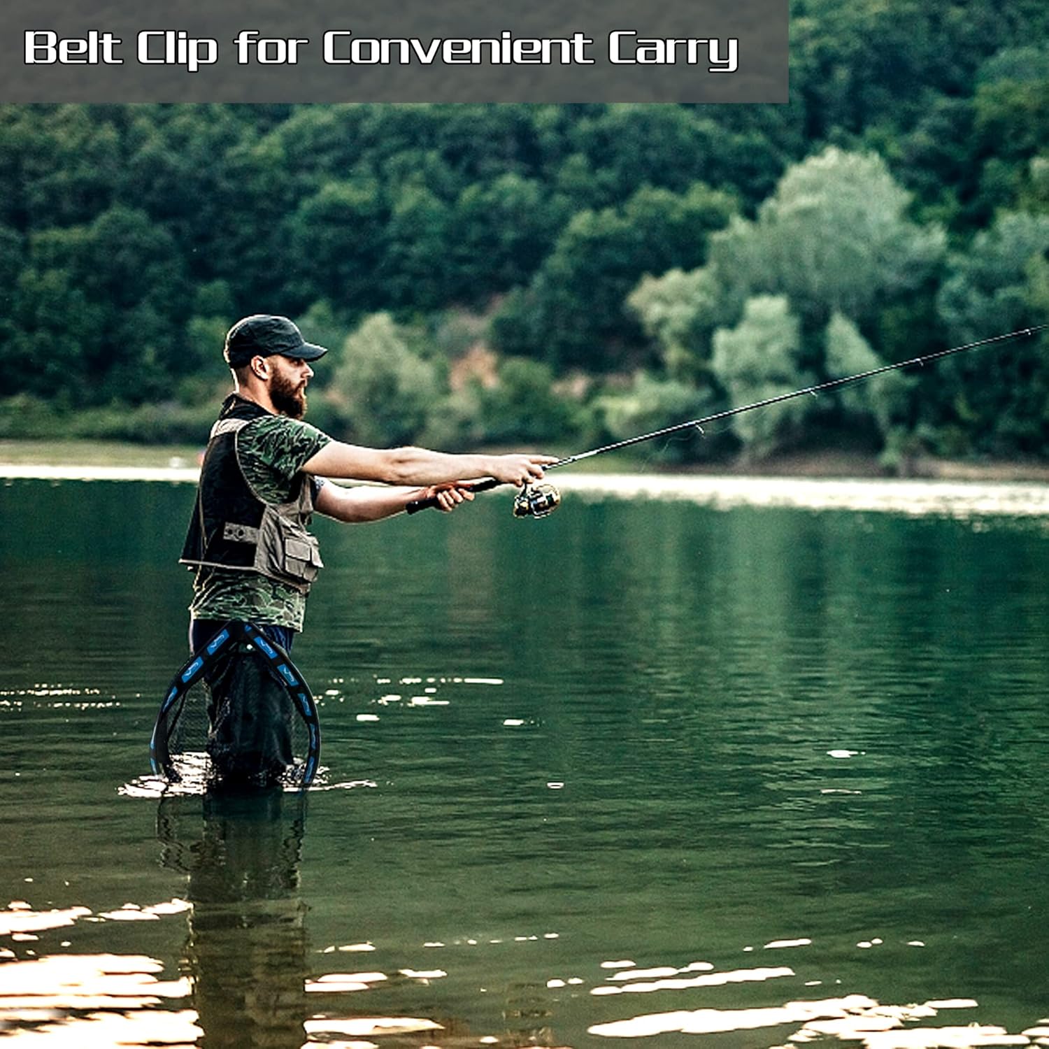 PLUSINNO Fishing Net - Foldable Telescopic Handle with Nylon Mesh for Bass & Trout Fishing | Ideal for Pond, Lake, River