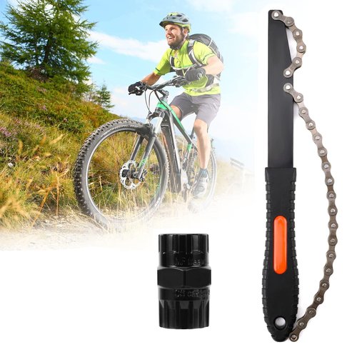 Oumers Bike Cassette Removal Tool, Bicycle Chain Whip and 2 in 1 Freewheel Remover, Wrench Sprocket Puller Remover Kit Lockring Removal Tool Bike Repair Tool for 5-12 Speed Cassette