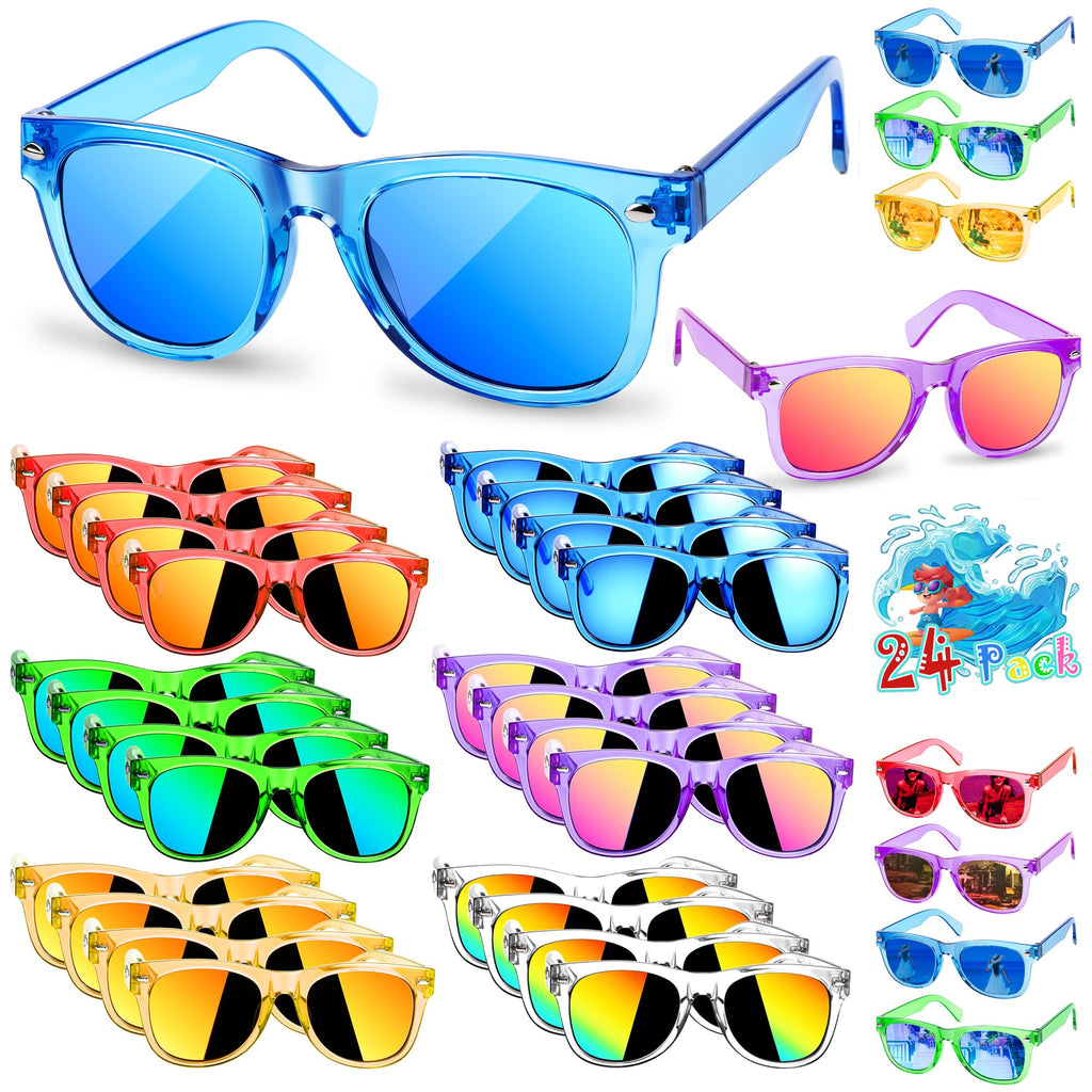OLIKER Kids Sunglasses Bulk Party Favors,24 Pack Boys Girls Sunglasses for Kids Age 3-8 with UV 400 Protection,Birthday Party Supplies