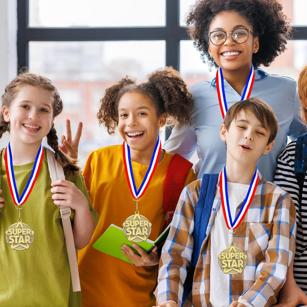 Quelay 30 Pcs Gold Award Medals - 2'' Winner Medals with Neck Ribbons for Team Competitions & Graduation