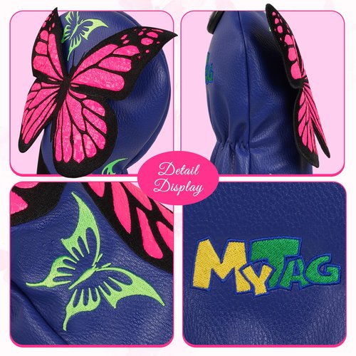 mytag Butterfly Patch Golf Club Covers, Golf Head Covers for Woods and Driver 3D Craft Blue Headcover (Fairway Cover)