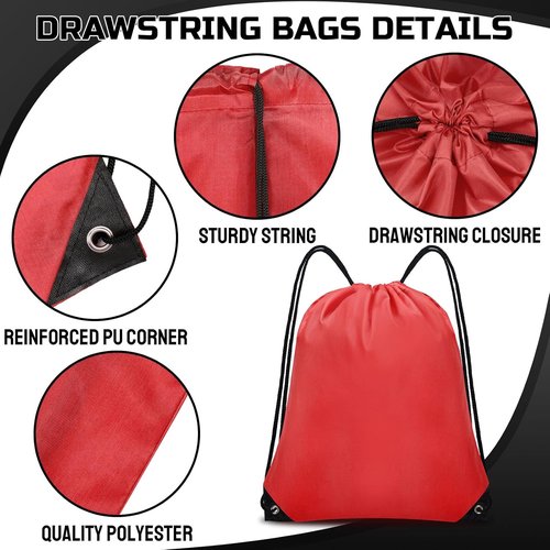 Grneric Drawstring Backpack - 20 Pack Colorful Cinch Sacks for Gym, Sports, Beach & Travel