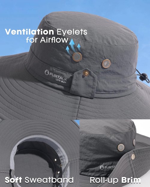 FURTALK Fishing Hat - UPF 80+ Foldable Wide Brim for Outdoor Hiking & Beach Use | Summer Essential