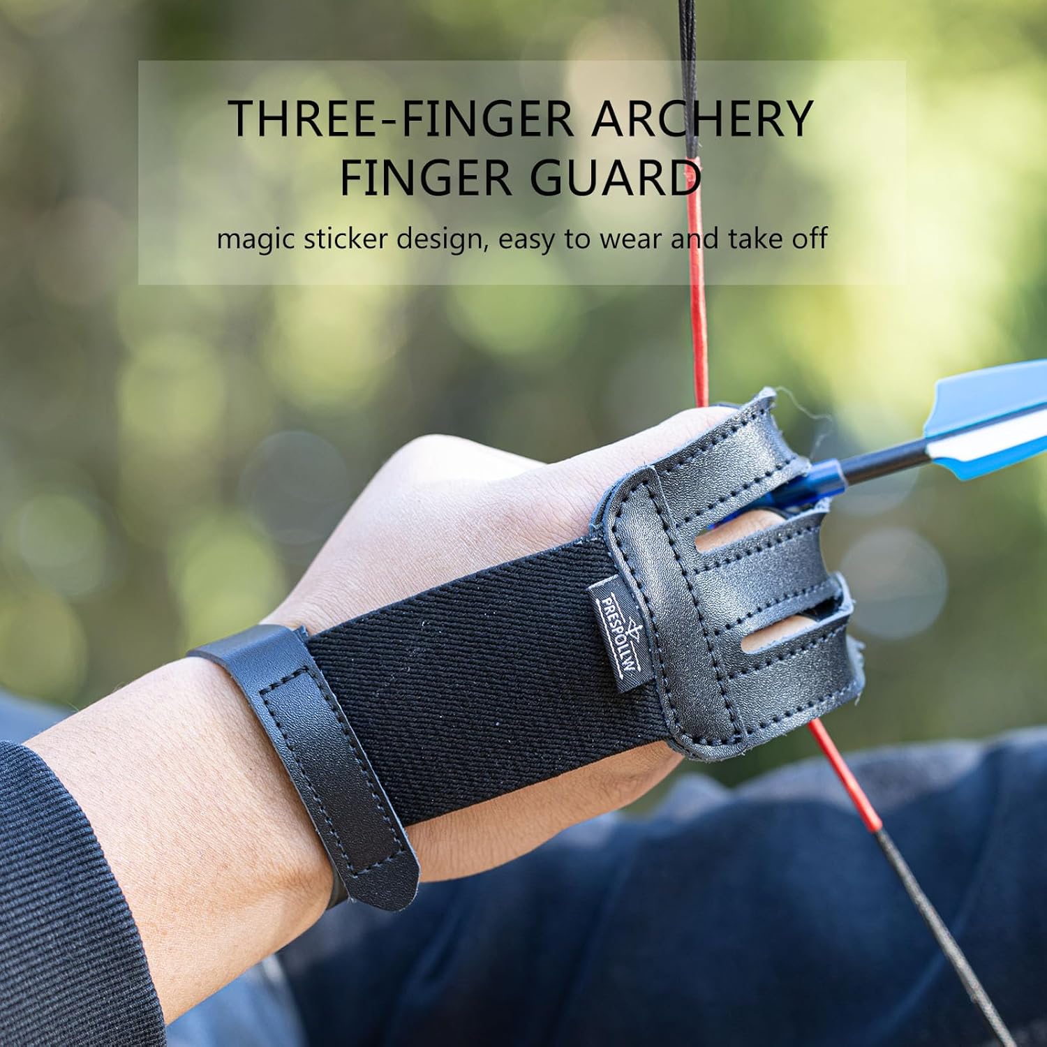 Skiennix 3-Finger Archery Glove - Durable Leather Finger Protector for Bow Hunting | Adjustable & Breathable Design