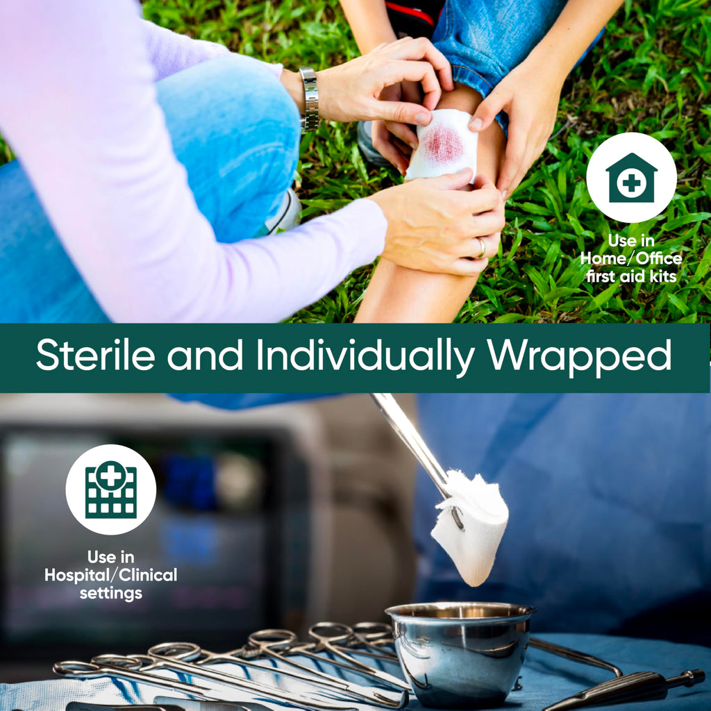 100pc Sterile 4x4 Non-Stick Gauze Pads with Adhesive Medical Tape & 15 Alcohol Wipes – Hypoallergenic Highly Absorbent Non-Adherent Dressing Sponges for Effective Wound Care and First Aid Supplies