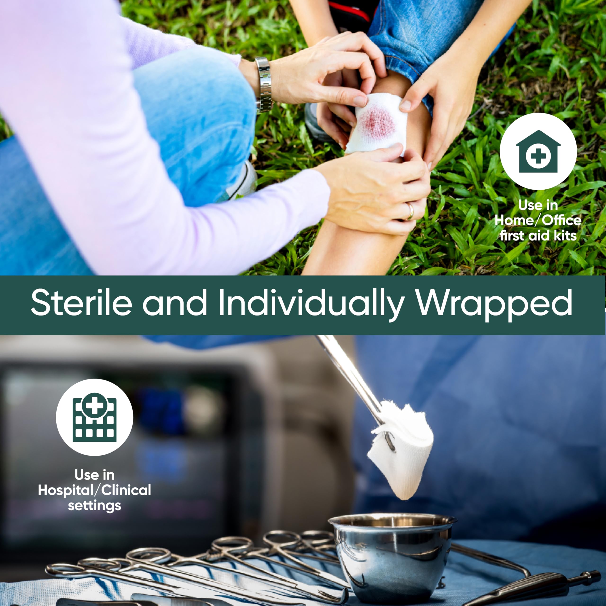 100pc Sterile 4x4 Non-Stick Gauze Pads with Adhesive Medical Tape & 15 Alcohol Wipes – Hypoallergenic Highly Absorbent Non-Adherent Dressing Sponges for Effective Wound Care and First Aid Supplies