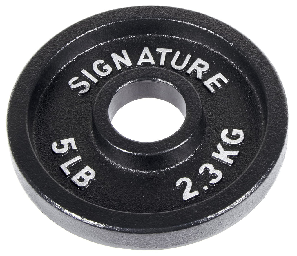 Signature Fitness Deep Dish 2-Inch Olympic Cast Iron Weight Plates with E-Coating, Black