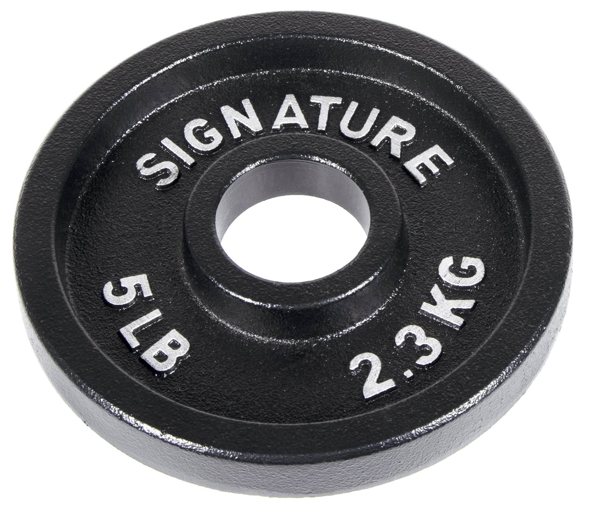 Signature Fitness Deep Dish 2-Inch Olympic Cast Iron Weight Plates with E-Coating, Black