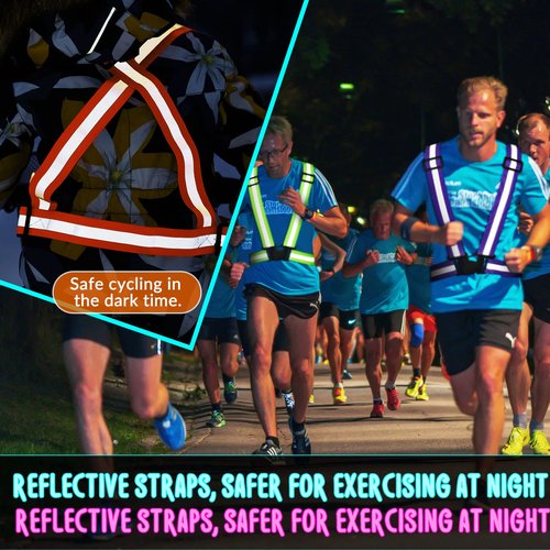 Macarrie 15 Pcs High Visible Reflective Running Vest Bulk Adjustable Safety Vest Elastic Straps Gear Night Walking Outdoor(Multicolor)