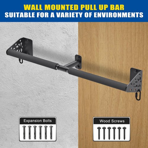 Kipika Heavy Duty Wall Mounted Pull Up Bar, Doorway Pull-Up Bar for Home Gym, Upper Body Strength Training (32" Straight Type & Foam-padded Handles)