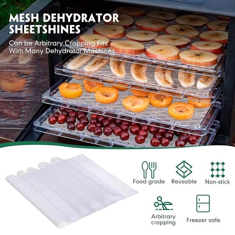 Green 8 Pcs Silicone Dehydrator Sheets & 10 Pcs Mesh Mats - Non-Stick, Reusable for Fruit Leather, Jelly & Snacks (Variation: Green)