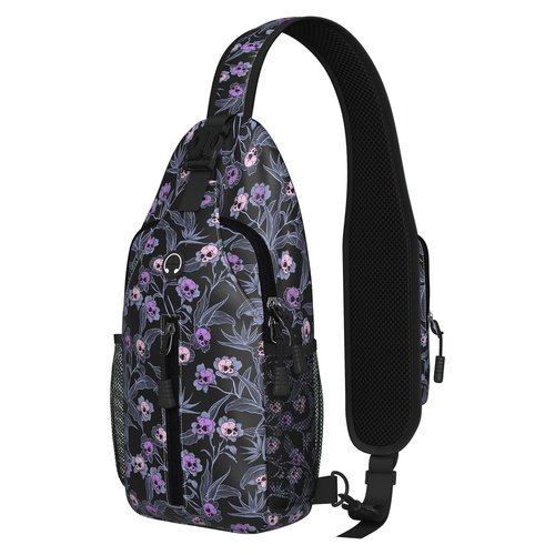 Skull Goth Sling Bag For Women Men Small Crossbody Bags Halloween Gothic Mini Water Resistant Casual Chest Bag Backpack Shoulder Daypack For Travel Hiking Gifts