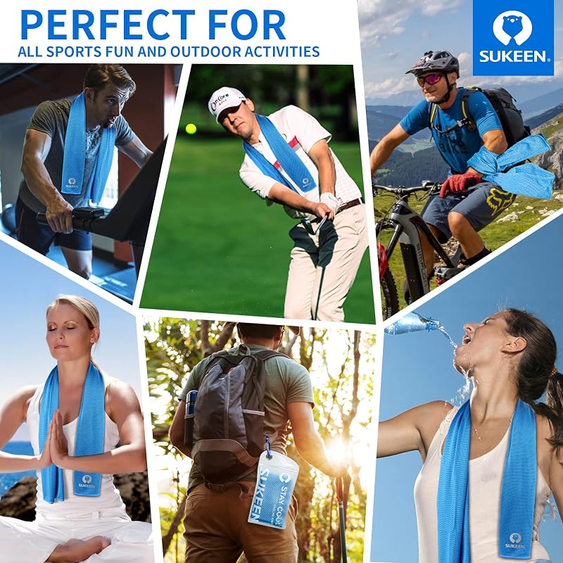 Sukeen Cooling Towel 40x12 in with Colorful Variants - Chilly Sports Towel for Yoga, Golf, Gym, Running