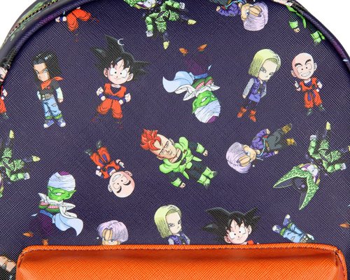 Bioworld Dragon Ball Z Goku Cell Piccolo Trunks Allover Character Faux Leather Mini Backpack